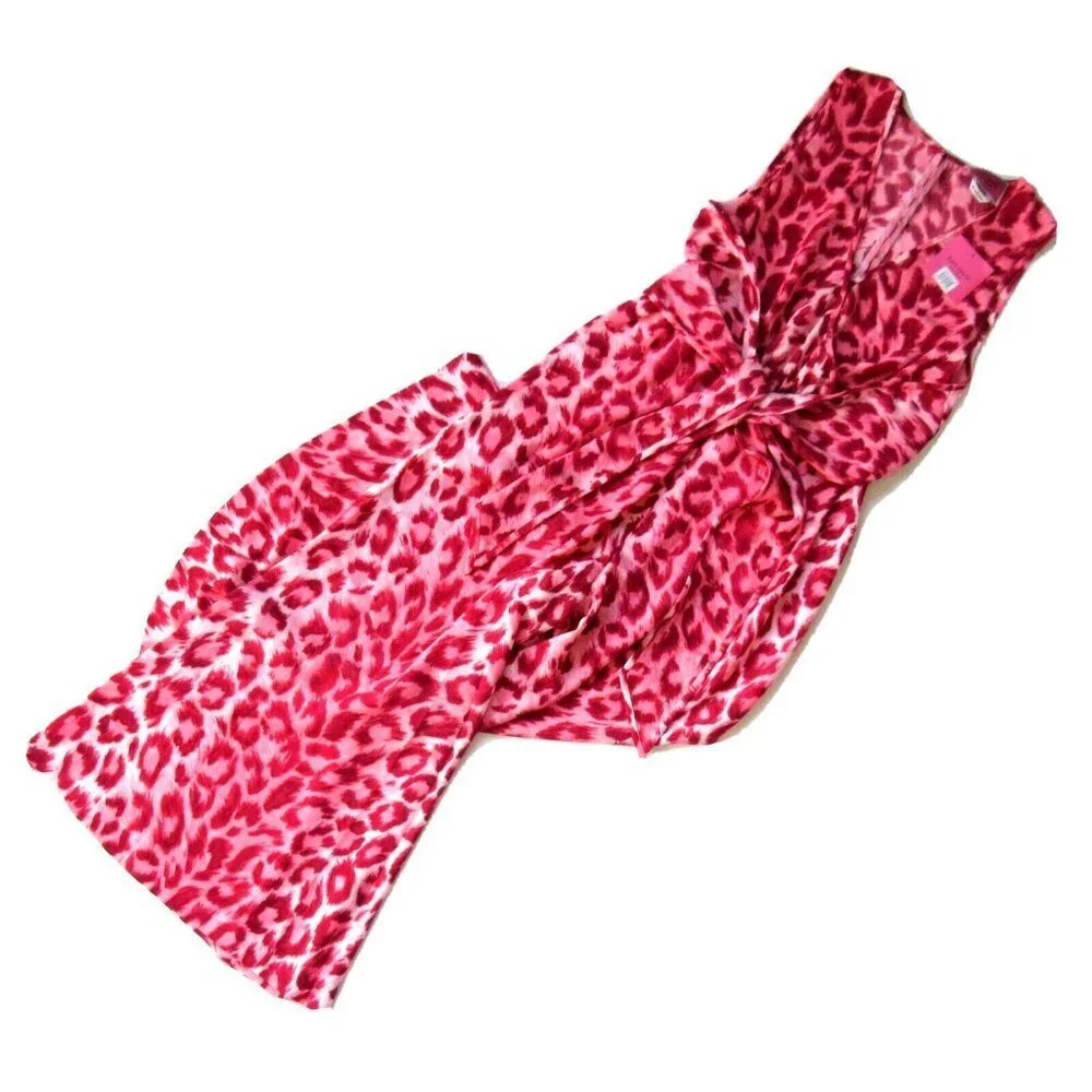 NWT Kate Spade Panthera Jumper in Soft Coral Leopard Tie Waist Jumpsuit XXS